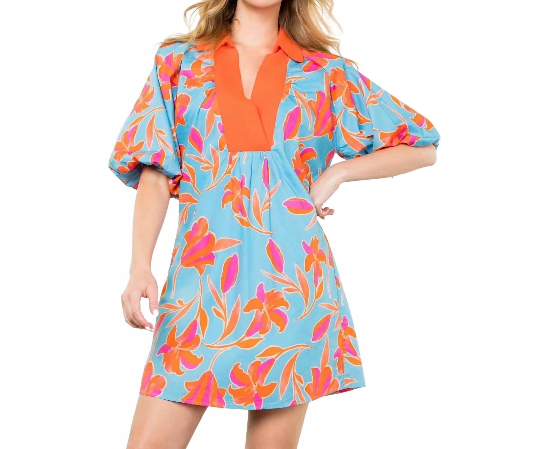 Платье с пышными рукавами и цветочным принтом в голубом цвете THML
Платье с пышными рукавами и цветочным принтом в голубом цвете THML