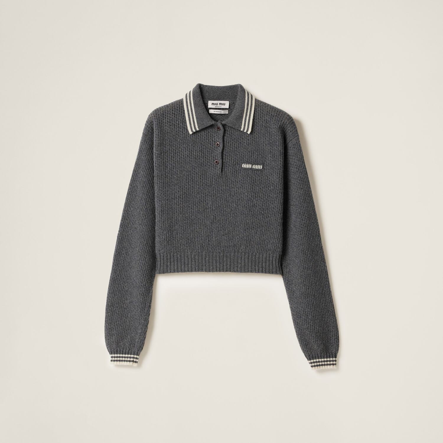 Поло-свитер из шерсти и кашемира MIU MIU, серый
Поло-свитер из шерсти и кашемира MIU MIU, серый