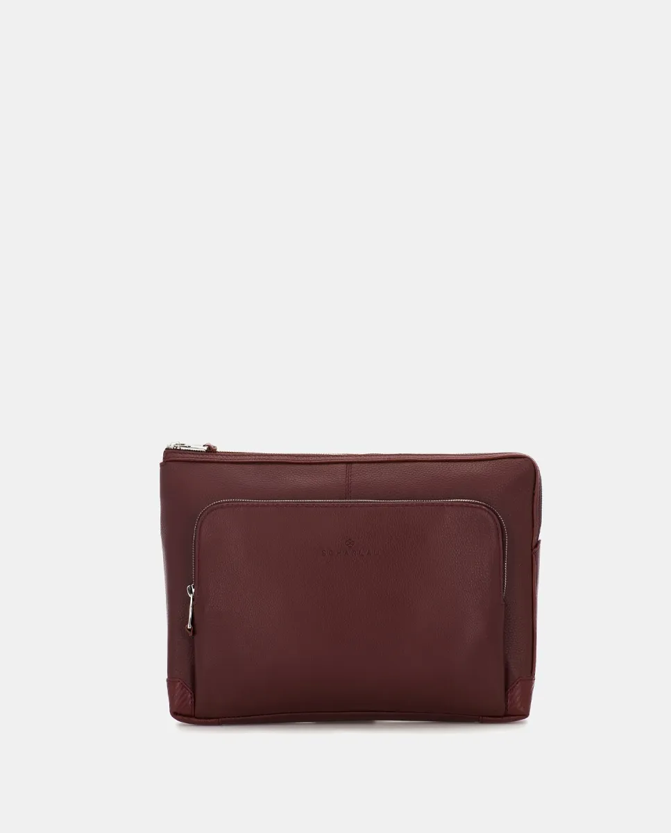 Портофолио унисекс из бычьей кожи бордового цвета с двумя отделениями Scharlau, бордовый 
Портофолио унисекс из бычьей кожи бордового цвета с двумя отделениями Scharlau, бордовый
