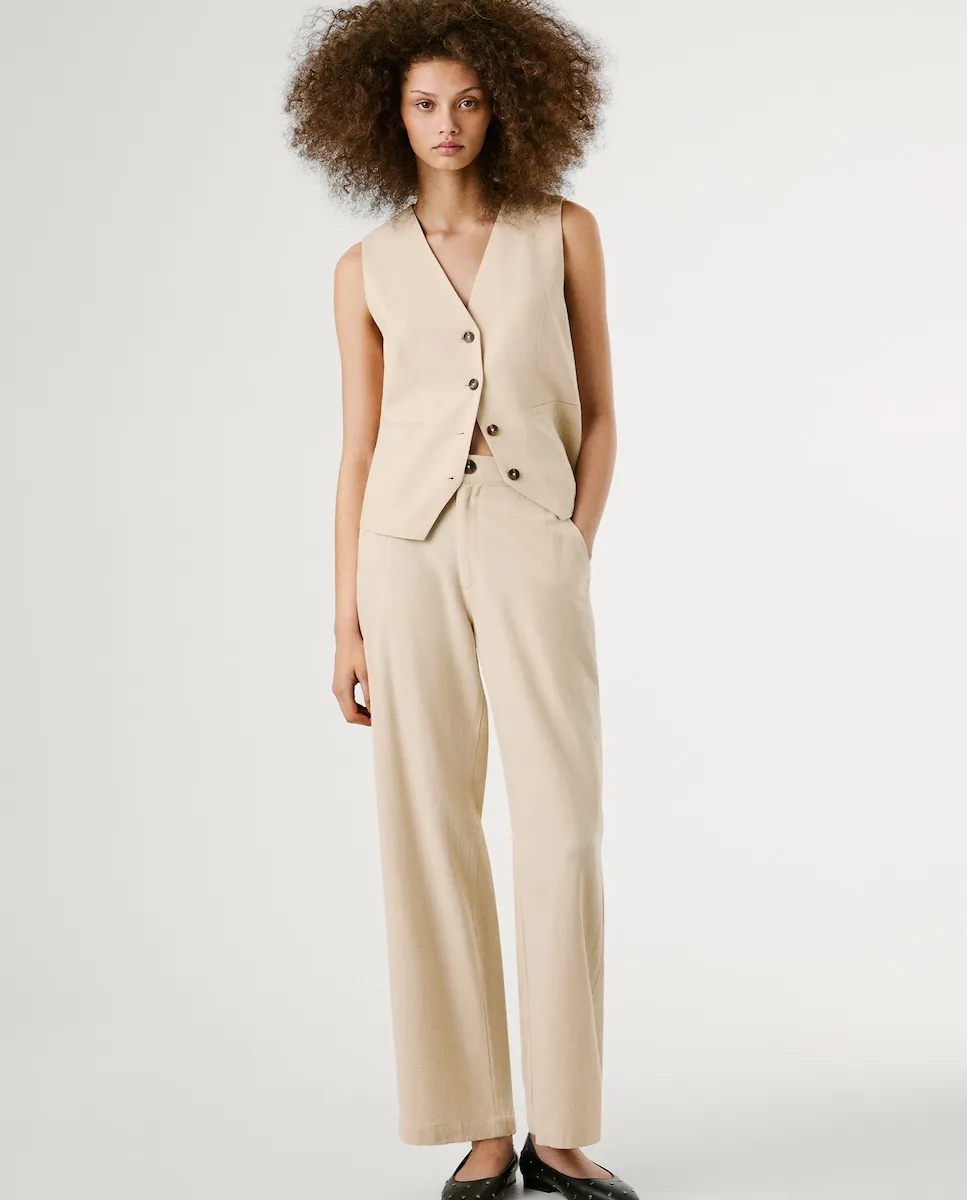 Женские прямые брюки с эластичной спинкой пояса Pepe Jeans, бежевый
Женские прямые брюки с эластичной спинкой пояса Pepe Jeans, бежевый