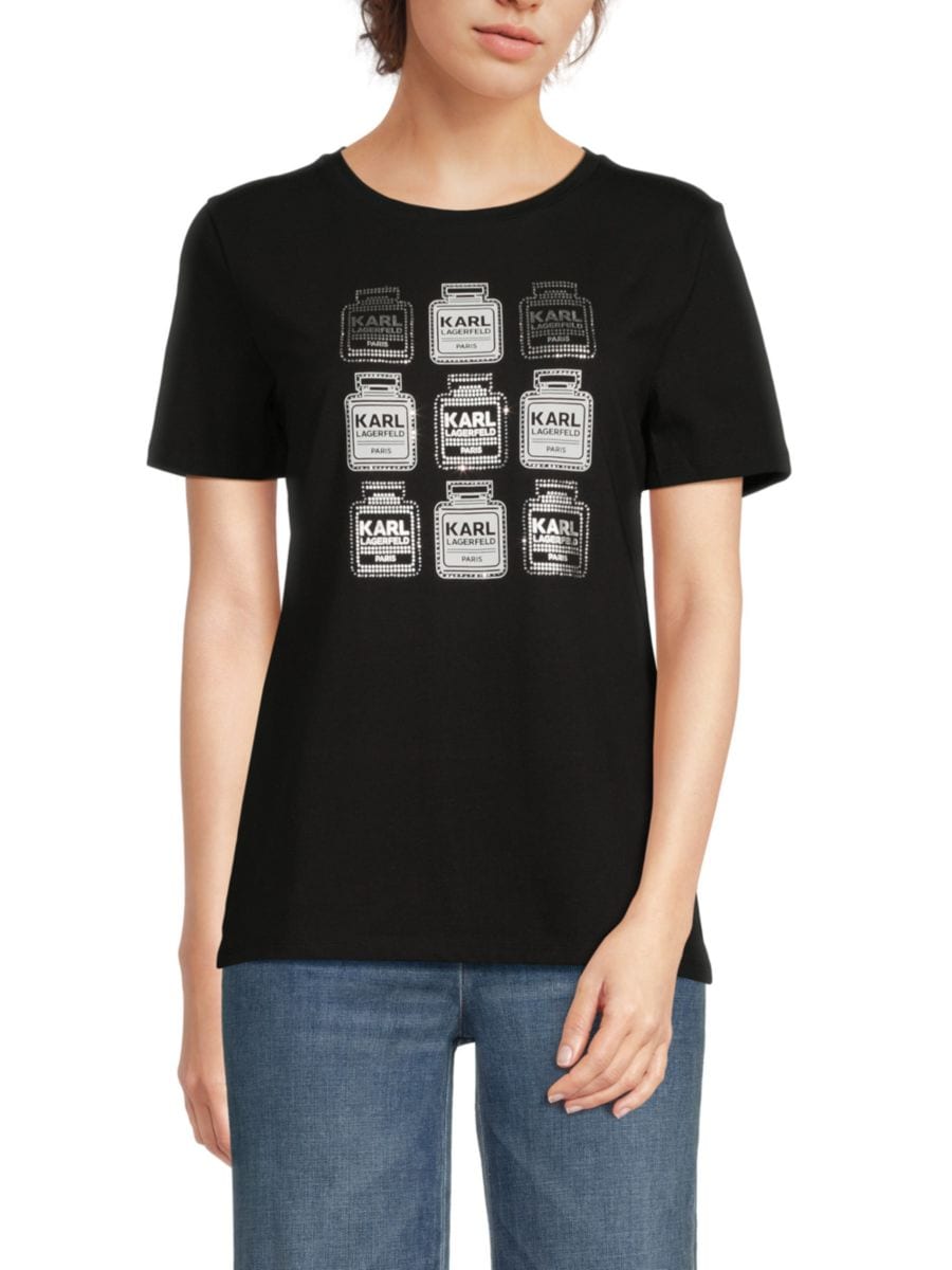 Футболка из эластичного хлопка с заклепками и графическим принтом Karl Lagerfeld Paris, черный
Футболка из эластичного хлопка с заклепками и графическим принтом Karl Lagerfeld Paris, черный