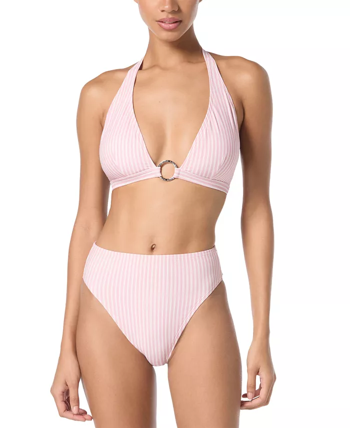 Женский бюстгальтер-халтер с логотипом и кольцами, высокая талия, низ в полоску Michael Kors, розовый
Женский бюстгальтер-халтер с логотипом и кольцами, высокая талия, низ в полоску Michael Kors, розовый