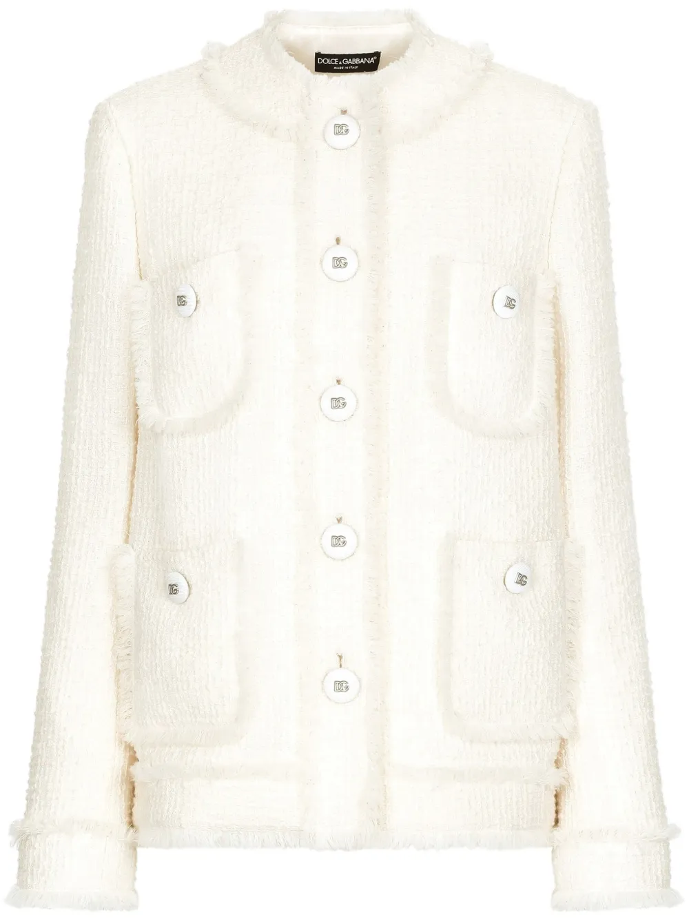 Твидовый жакет с круглым вырезом Dolce & Gabbana, нейтральный
Твидовый жакет с круглым вырезом Dolce & Gabbana, нейтральный