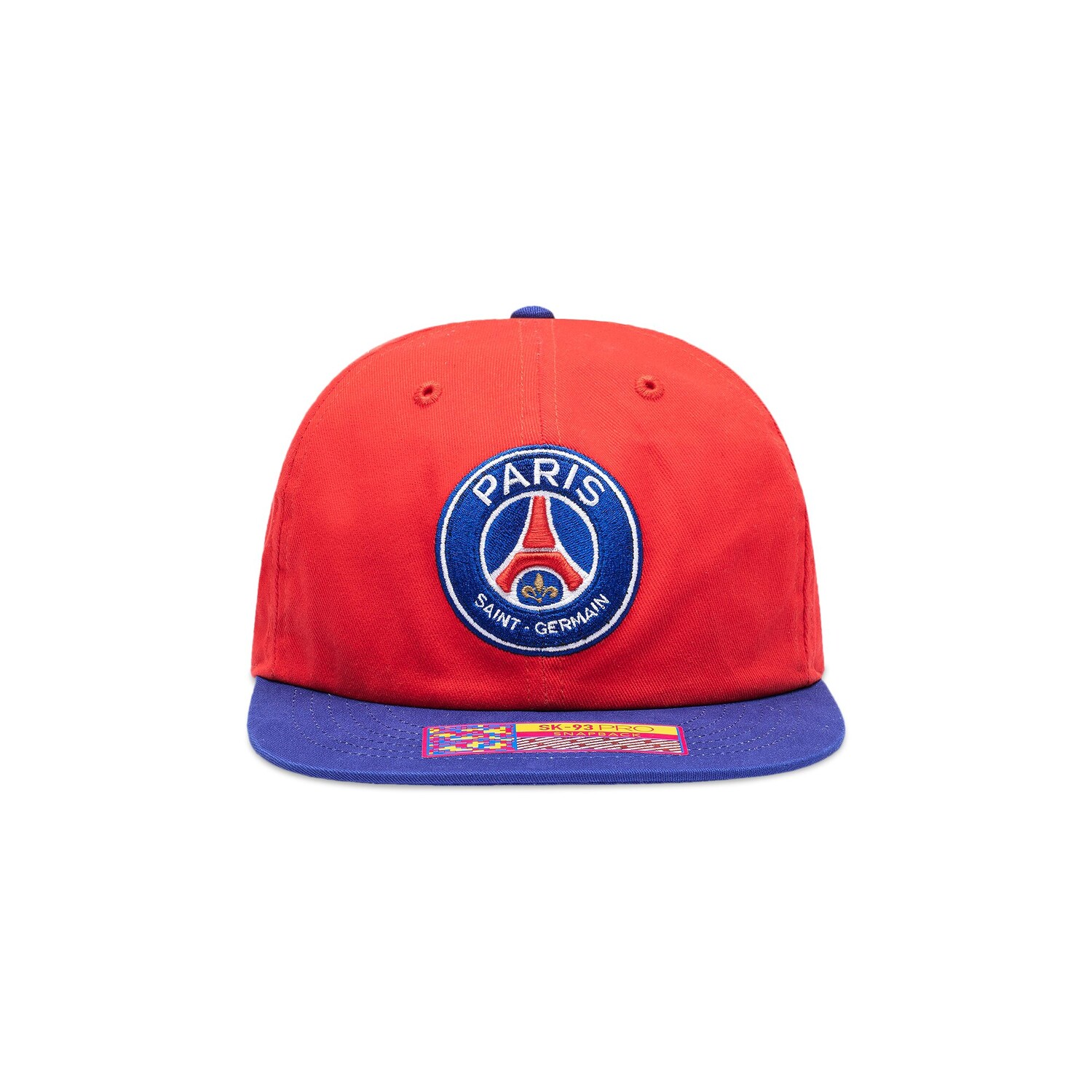 Paris Saint-Germain x Fan Ink Snapback с нашивкой спереди 1970 года. Кепка с вышивкой на спине, Красный/Синий