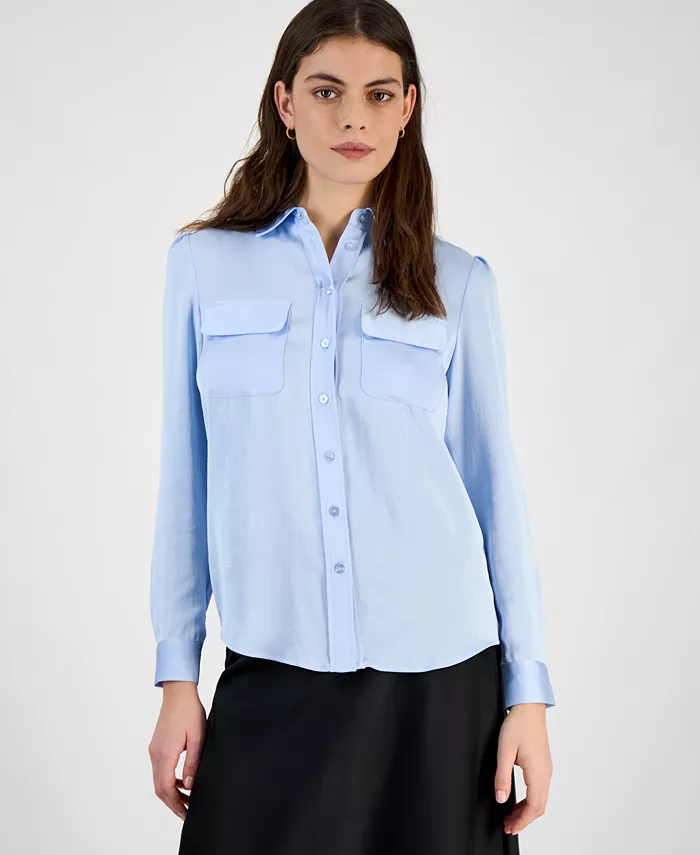 Женская блуза с пуговицами и длинными рукавами Bar III, синий
Женская блуза с пуговицами и длинными рукавами Bar III, синий