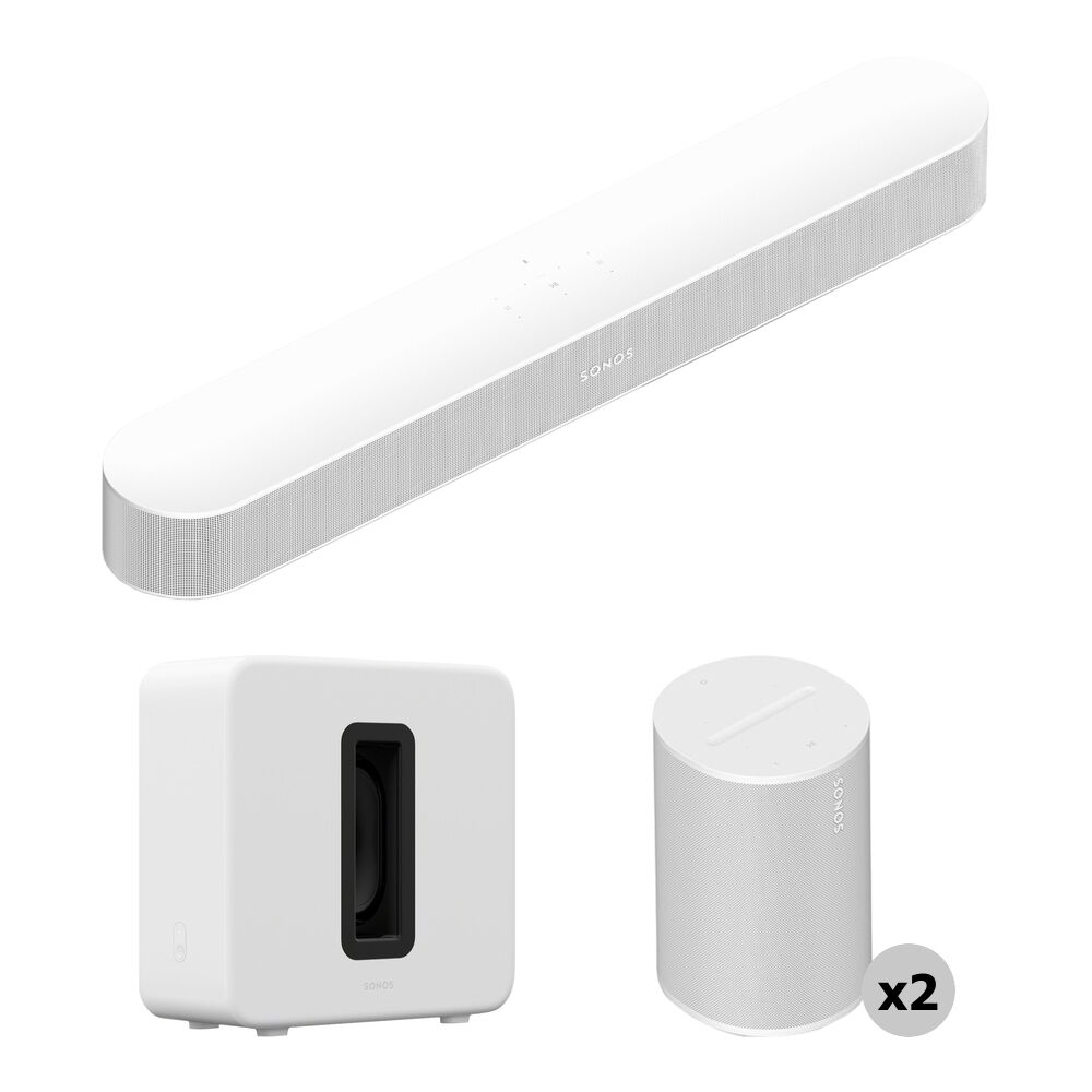 Саундбар Sonos Beam Gen 2 с беспроводным сабвуфером Sub 4 и комплектом двух динамиков Era 100 (белый)
Саундбар Sonos Beam Gen 2 с беспроводным сабвуфером Sub 4 и комплектом двух динамиков Era 100 (белый)