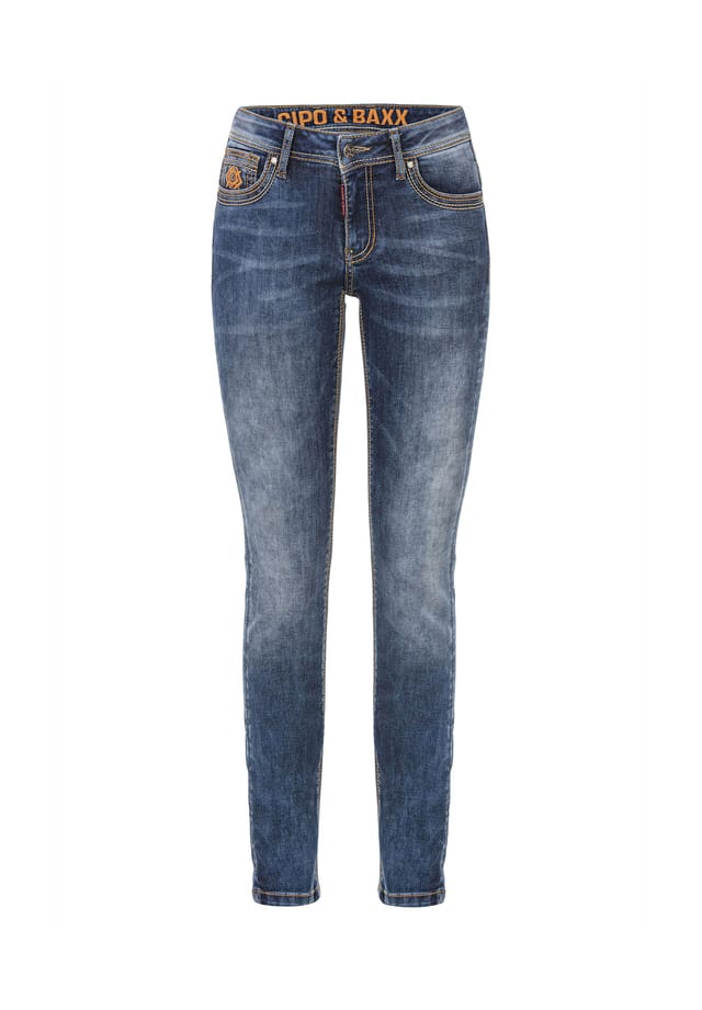 Джинсы с модными декоративными швами Cipo & Baxx, синий 
Джинсы с модными декоративными швами Cipo & Baxx, синий