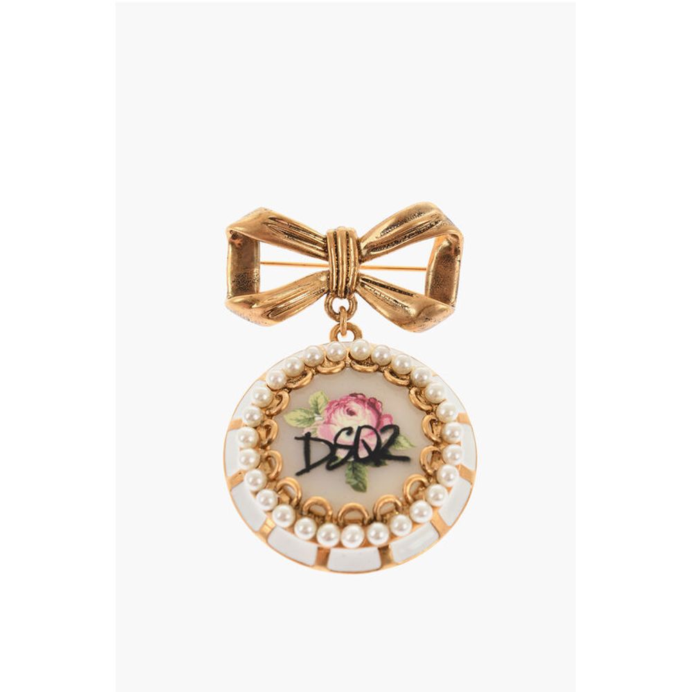 Металлическая булавка с золотым бантом и подвеской, украшенной бисером Dsquared2, белый
Металлическая булавка с золотым бантом и подвеской, украшенной бисером Dsquared2, белый