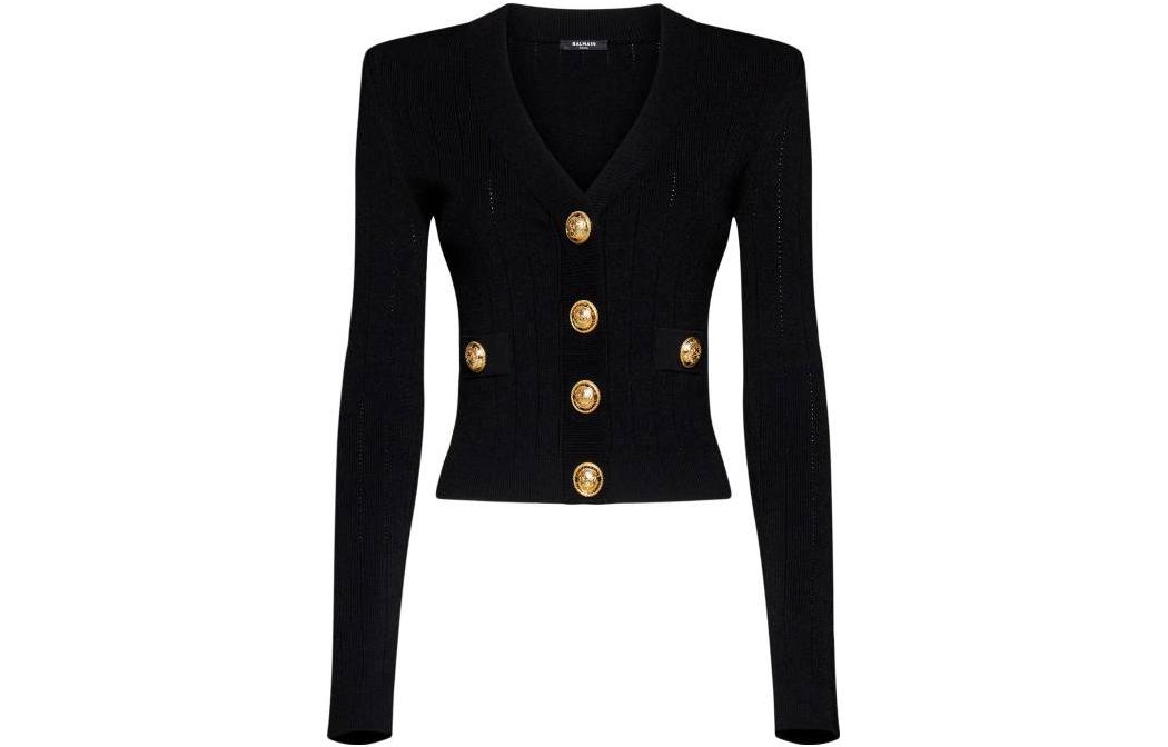 Кардиган с пуговицами и рубчиком BALMAIN, черный
Кардиган с пуговицами и рубчиком BALMAIN, черный