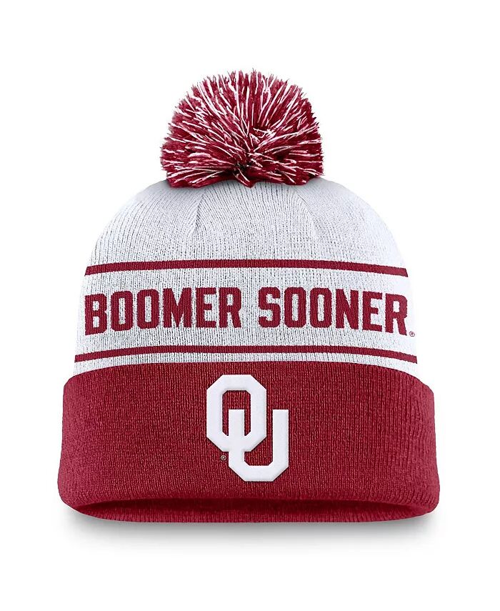 Мужская белая/малиновая вязаная шапка Oklahoma Sooners Local Peak с манжетами и помпоном Jordan 
Мужская белая/малиновая вязаная шапка Oklahoma Sooners Local Peak с манжетами и помпоном Jordan