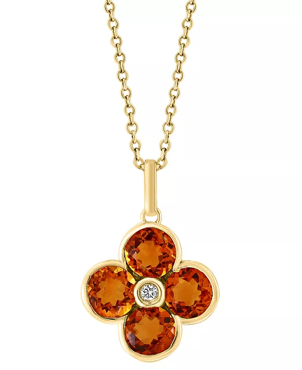 Ожерелье с подвеской в виде цветка Effy London Blue Topaz (2-1/3 карата) и бриллиантами, 18 дюймов, из 14-каратного желтого золота (также из цитрина) Effy Collection, citrine
Ожерелье с подвеской в виде цветка Effy London Blue Topaz (2-1/3 карата) и бриллиантами, 18 дюймов, из 14-каратного желтого золота (также из цитрина) Effy Collection, citrine