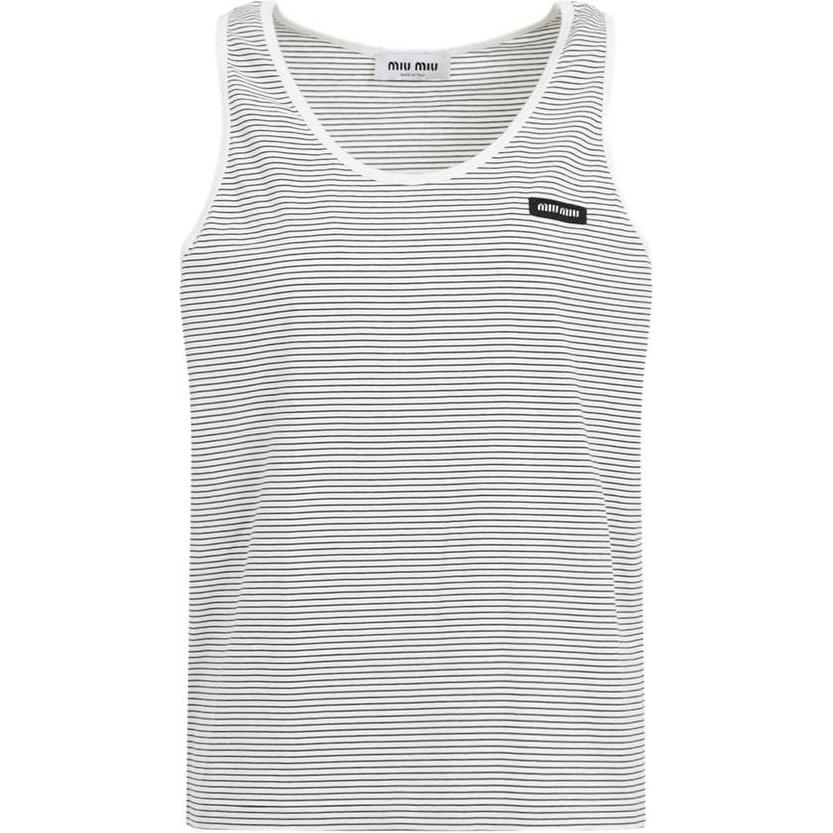 Полосатый топ без рукавов MIU MIU, белый
Полосатый топ без рукавов MIU MIU, белый