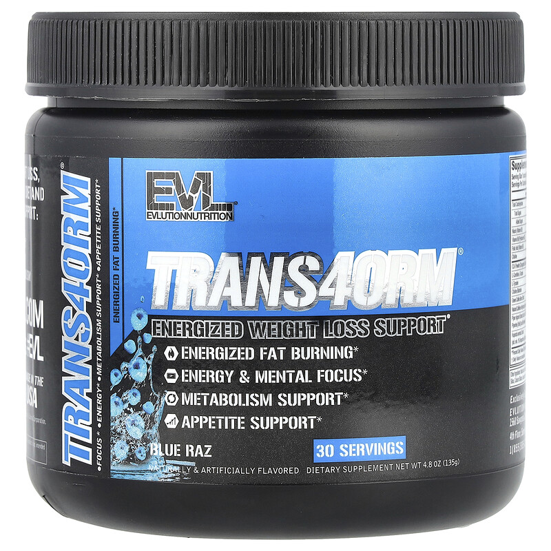 EVLution Nutrition, Trans4orm, активная поддержка для снижения веса, синяя ветвь, 135 г (4,8 унции)
EVLution Nutrition, Trans4orm, активная поддержка для снижения веса, синяя ветвь, 135 г (4,8 унции)