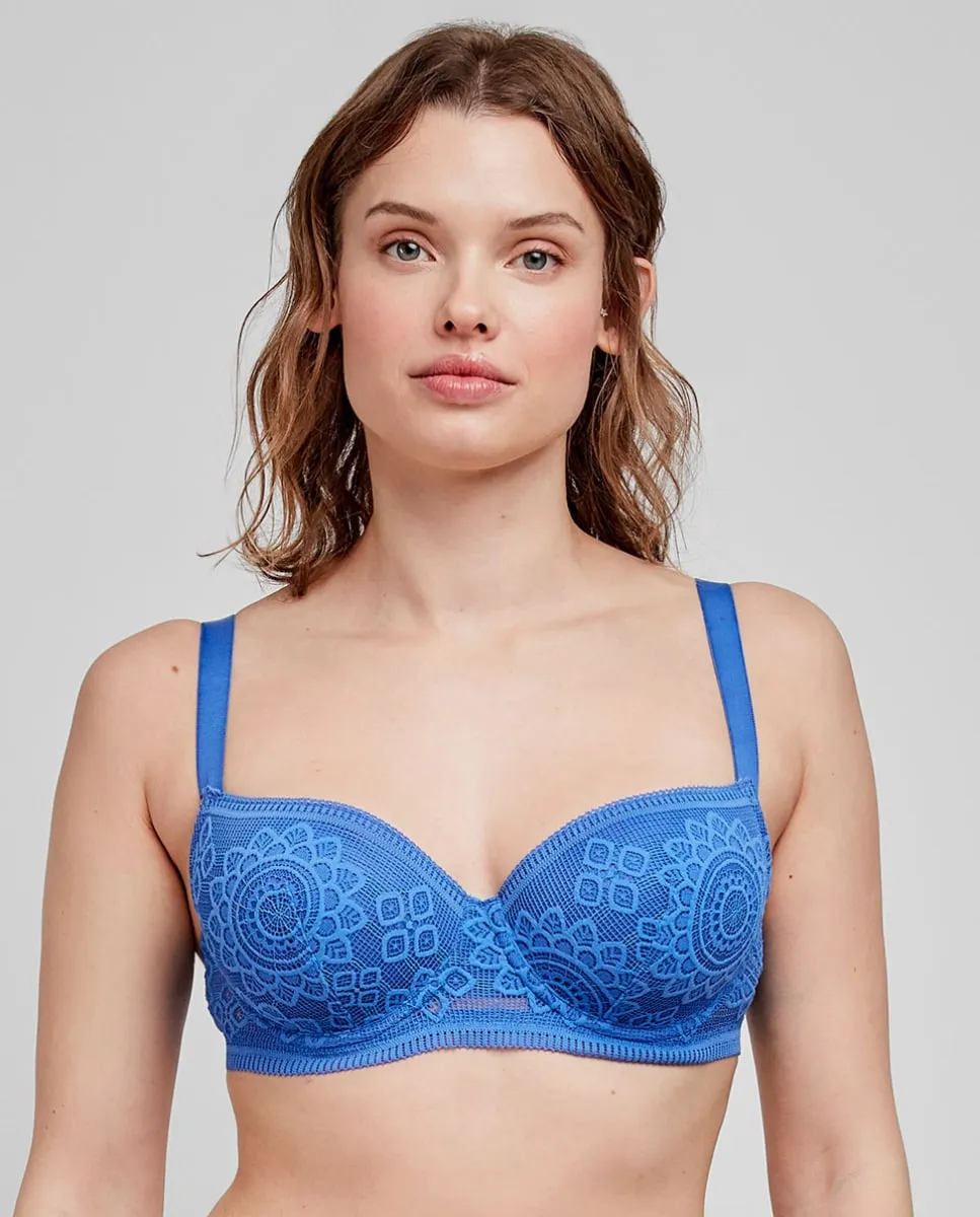 Поддерживающий бюстгальтер на косточках с поролоном из кружевной ткани Gisela, синий 
Поддерживающий бюстгальтер на косточках с поролоном из кружевной ткани Gisela, синий
