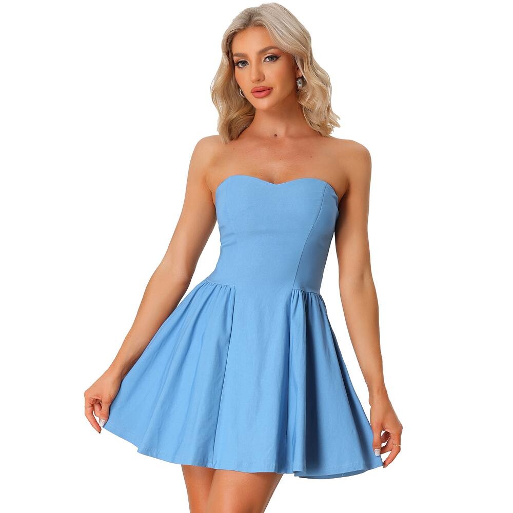 Женское платье для выпускного вечера без бретелек с открытой молнией, мини-платье с расклешенным верхом ALLEGRA K, цвет Denim Blue
Женское платье для выпускного вечера без бретелек с открытой молнией, мини-платье с расклешенным верхом ALLEGRA K, цвет Denim Blue