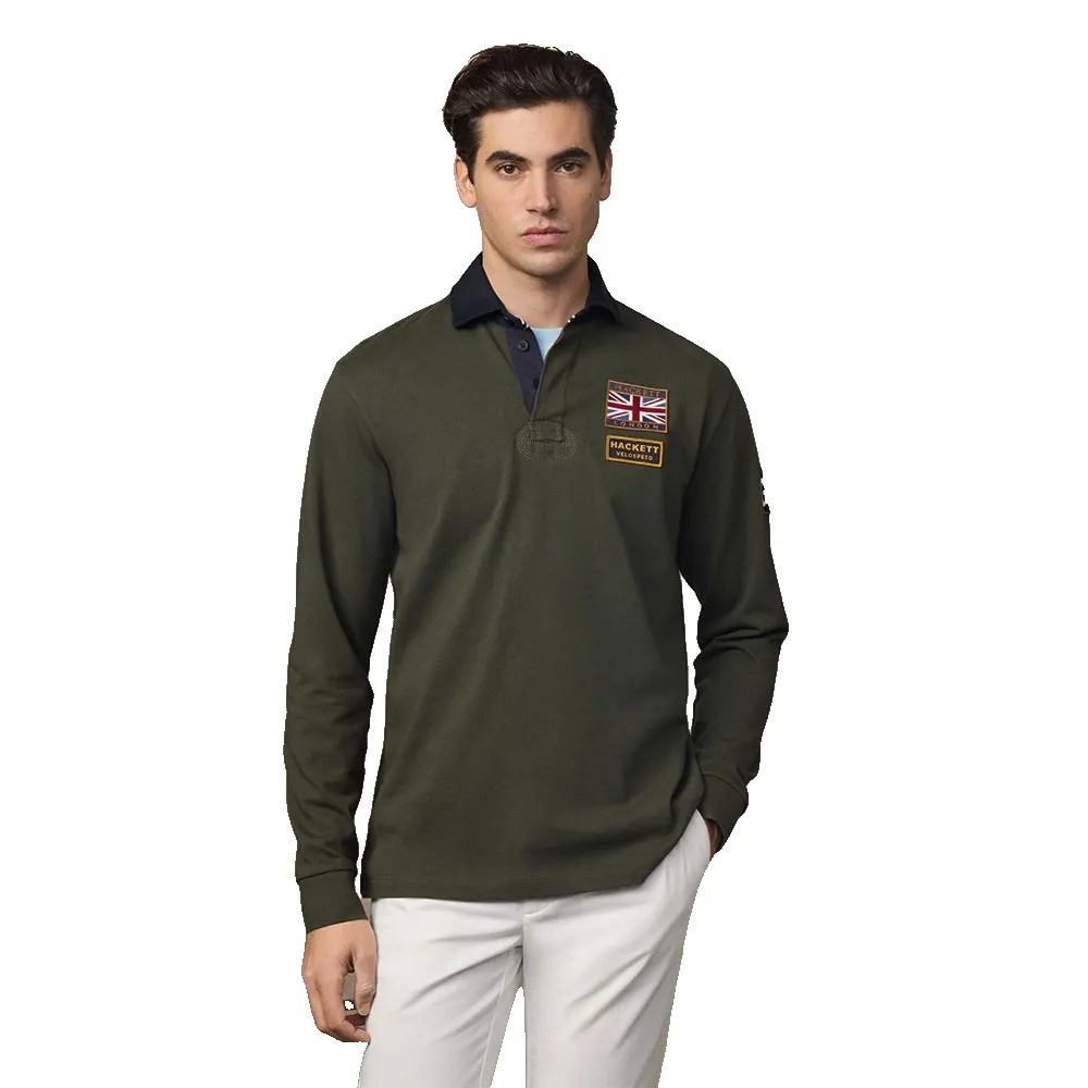 Поло с длинным рукавом Hackett Heritage Rally Badges, зеленый 
Поло с длинным рукавом Hackett Heritage Rally Badges, зеленый