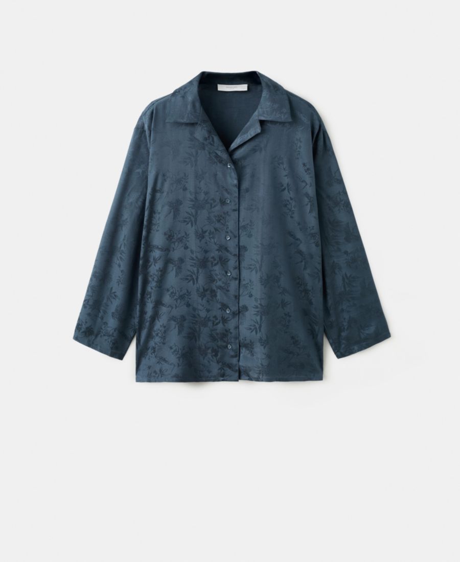 Женская пижамная рубашка из жаккардового атласа MANGO, Night Blue
Женская пижамная рубашка из жаккардового атласа MANGO, Night Blue