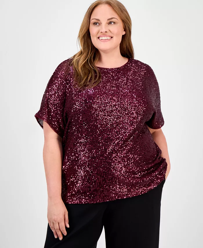 Топ больших размеров с пайетками Anne Klein, фиолетовый
Топ больших размеров с пайетками Anne Klein, фиолетовый