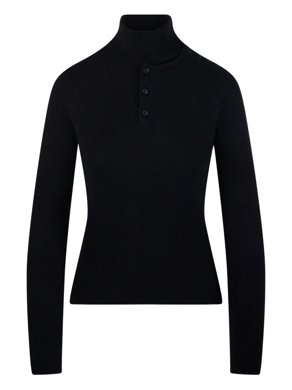 Ребристый свитер с высоким воротом и застежкой на пуговицы спереди Federica Tosi, черный
Ребристый свитер с высоким воротом и застежкой на пуговицы спереди Federica Tosi, черный
