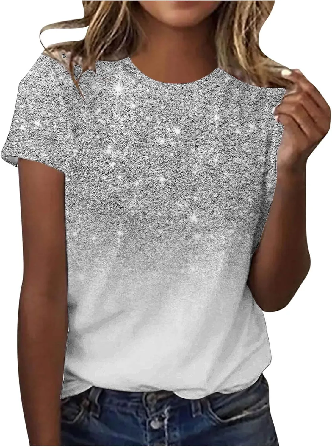 Женская футболка с блестками Sparkle, короткий рукав, круглый вырез LMSXCT
Женская футболка с блестками Sparkle, короткий рукав, круглый вырез LMSXCT