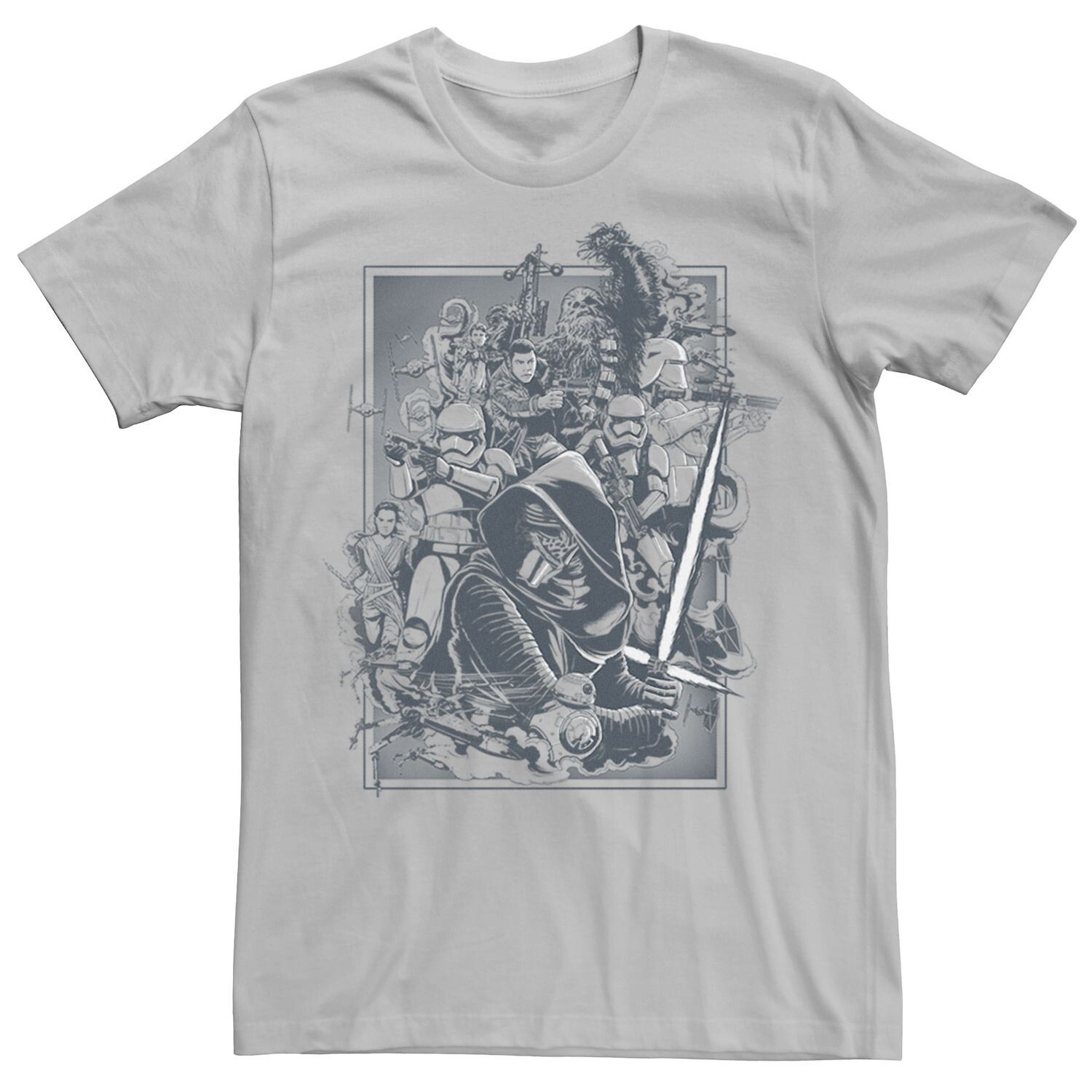 Мужская футболка с коллажем «Звездные войны, пробуждение силы» Star Wars, серебристый
Мужская футболка с коллажем «Звездные войны, пробуждение силы» Star Wars, серебристый