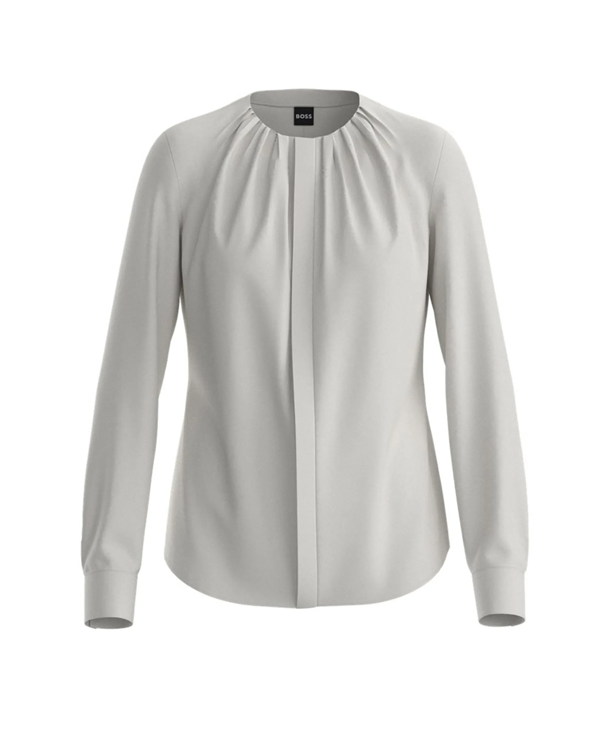 Блузка с присборенным воротником из эластичного китайского шелкового крепа Boss, белый
Блузка с присборенным воротником из эластичного китайского шелкового крепа Boss, белый