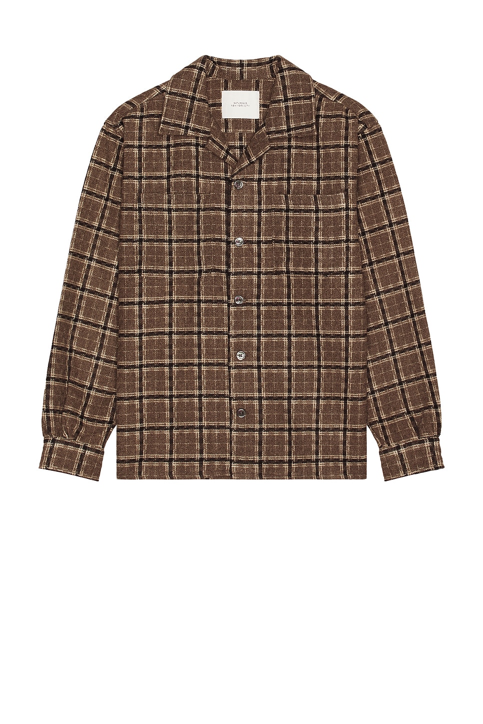 Фланелевая рубашка в клетку с открытым воротником SATURDAYS NYC, бежевый
Фланелевая рубашка в клетку с открытым воротником SATURDAYS NYC, бежевый