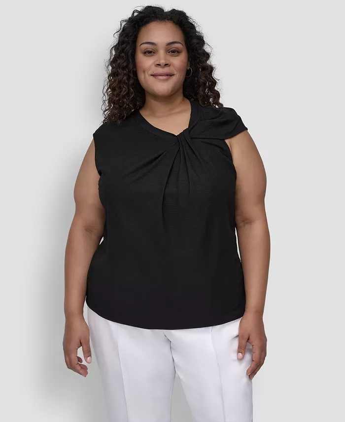 Плюс сайз топ без рукавов с асимметричным воротником DKNY, черный
Плюс сайз топ без рукавов с асимметричным воротником DKNY, черный