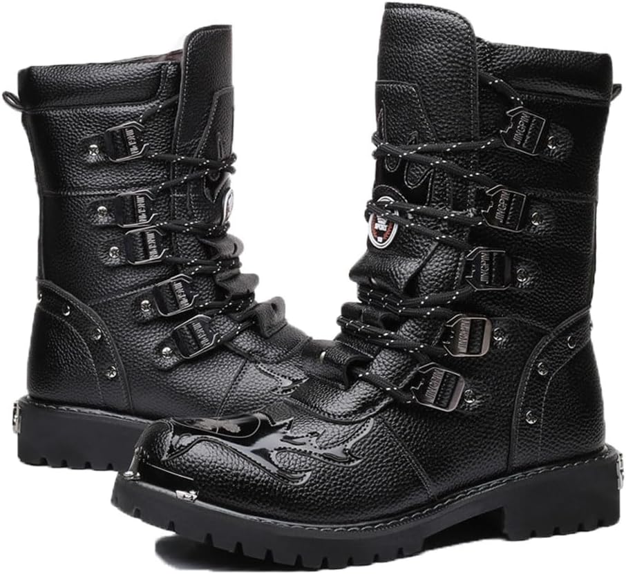 Мужские мотоциклетные ботинки в стиле стимпанк, кожаные шнурованные военные ботинки, уличная мода, одиночная обувь на каждый день Yumali, черный
Мужские мотоциклетные ботинки в стиле стимпанк, кожаные шнурованные военные ботинки, уличная мода, одиночная обувь на каждый день Yumali, черный