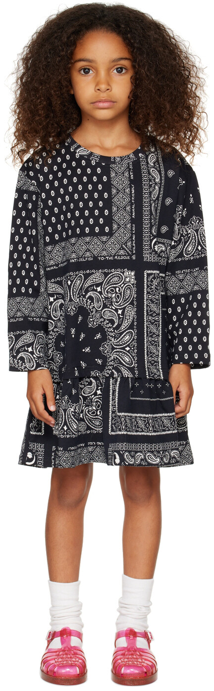 Детское черно-белое платье Allysha Бандана черный Wildkind