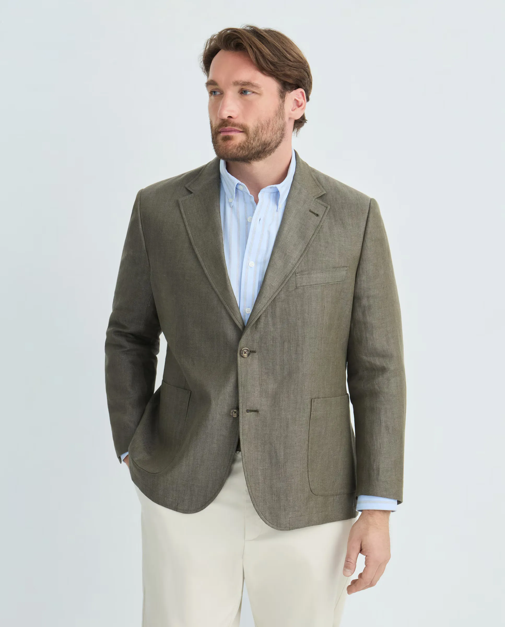 Мужская куртка больших размеров из льняной ткани Dustin, зеленый 
Мужская куртка больших размеров из льняной ткани Dustin, зеленый