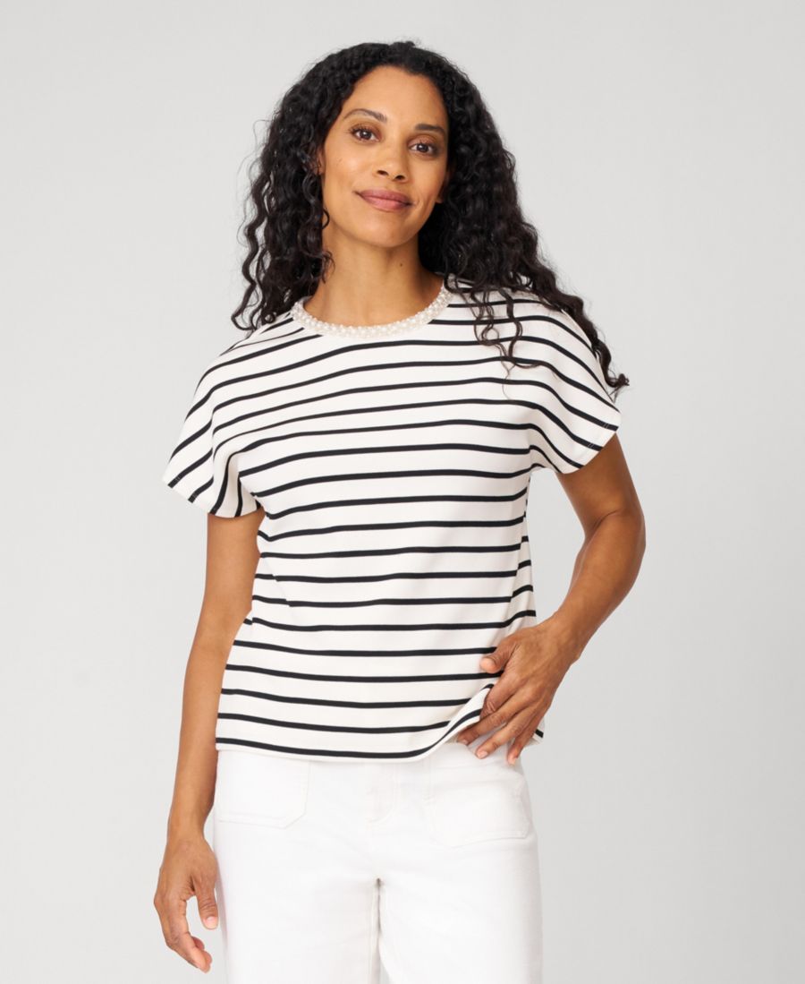 Женская полосатая футболка с круглым вырезом свободного кроя Cable & Gauge, Jet black & whitecap grey
Женская полосатая футболка с круглым вырезом свободного кроя Cable & Gauge, Jet black & whitecap grey