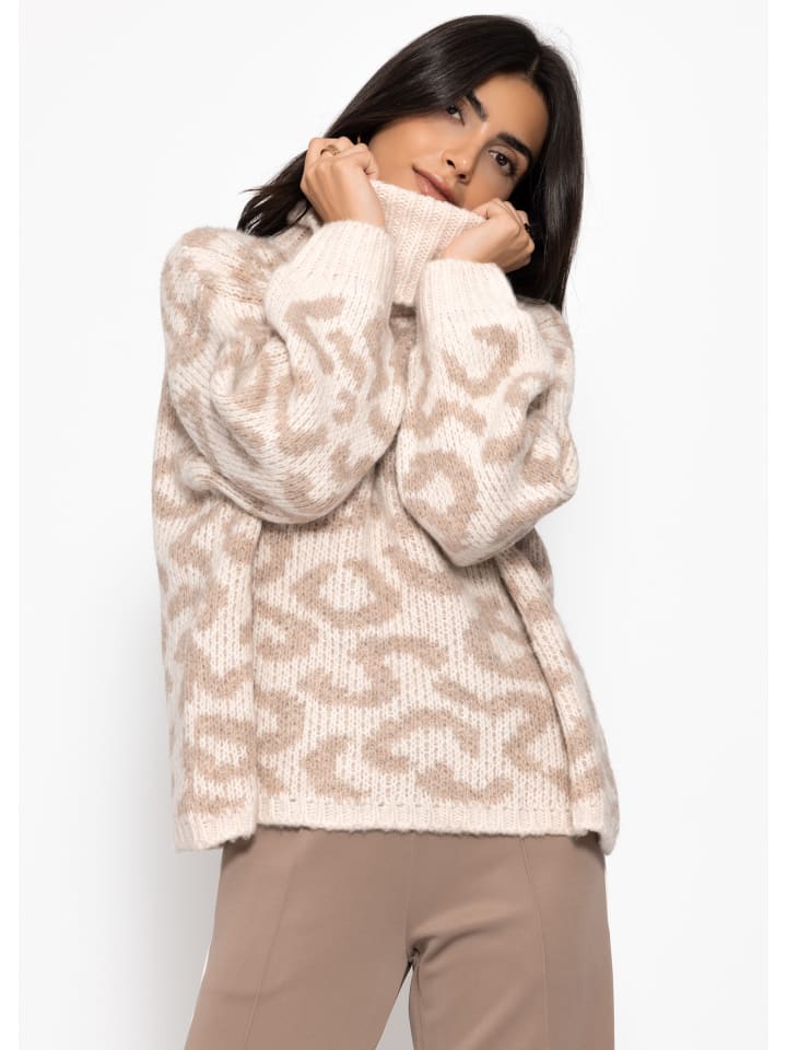 SASSYCLASSY Бежевый свитер с высоким воротником и леопардовым принтом
SASSYCLASSY Бежевый свитер с высоким воротником и леопардовым принтом