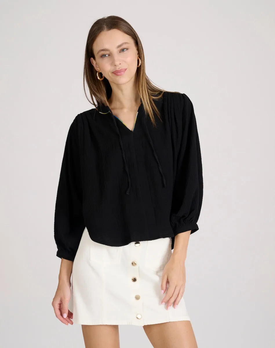 Женская блузка короткого свободного кроя с широкими рукавами Naf Naf, черный
Женская блузка короткого свободного кроя с широкими рукавами Naf Naf, черный