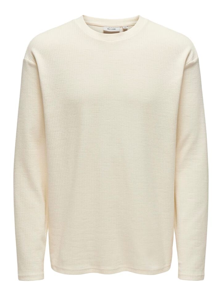 Рубашка с длинным рукавом Only&Sons Rundhals Regular Fit bequem, белый 
Рубашка с длинным рукавом Only&Sons Rundhals Regular Fit bequem, белый