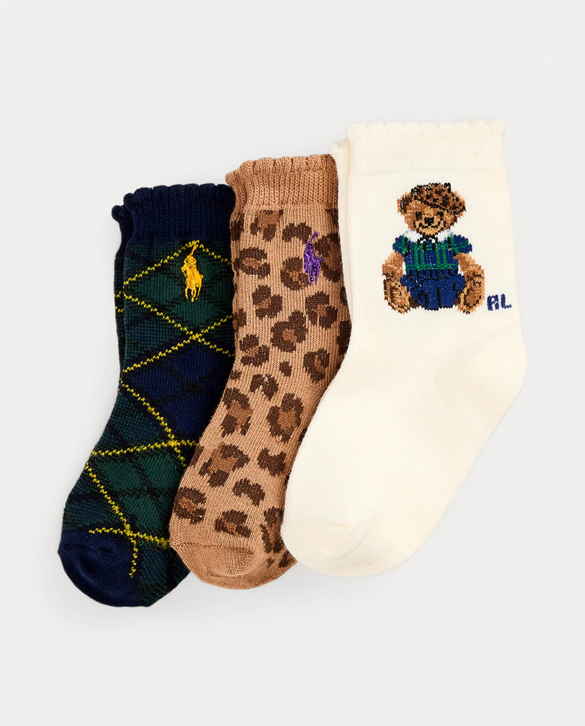 Набор из 3 детских носков для девочки с медвежонком Поло Polo Ralph Lauren, мультиколор
Набор из 3 детских носков для девочки с медвежонком Поло Polo Ralph Lauren, мультиколор