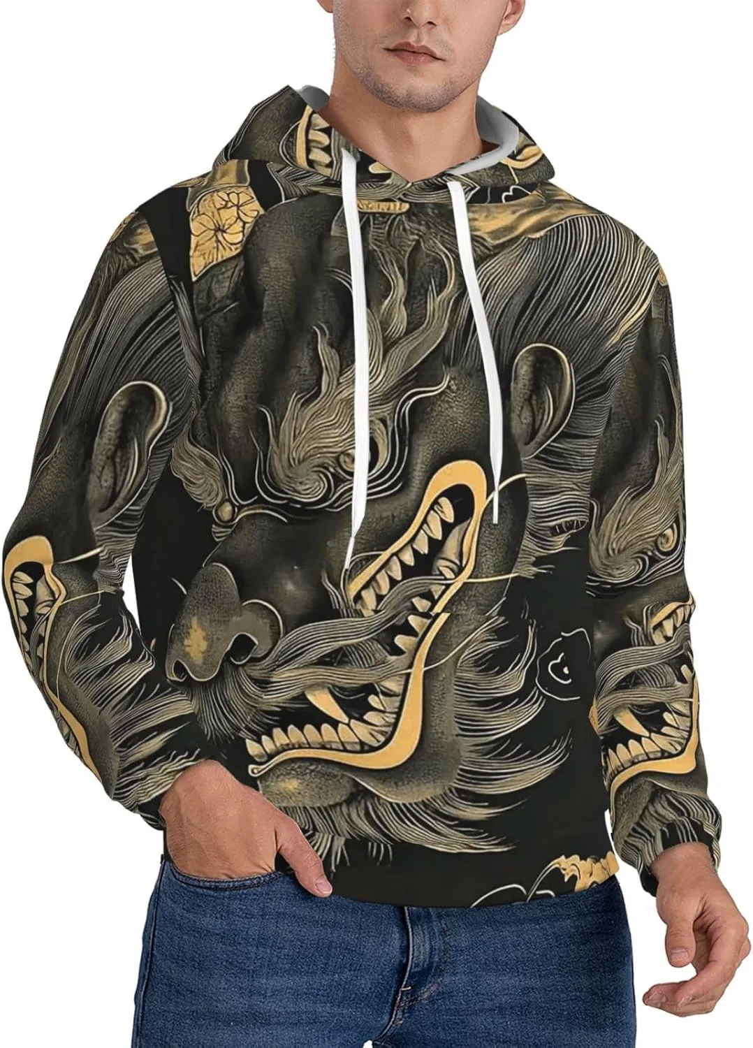 Мужская флисовая толстовка с капюшоном и принтом летящего дракона HJTRW
Мужская флисовая толстовка с капюшоном и принтом летящего дракона HJTRW