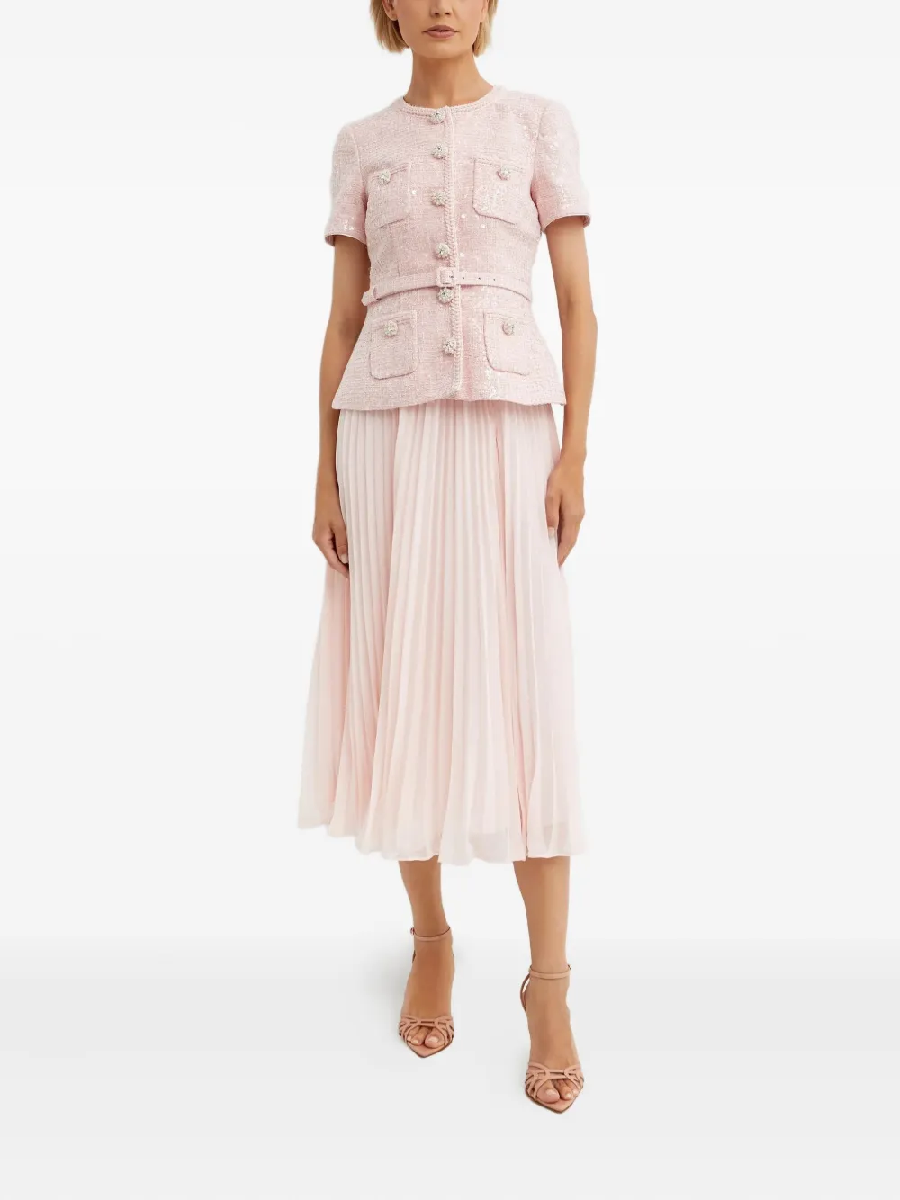 Плиссированное миди-платье с украшением из пайеток Self-Portrait, розовый
Плиссированное миди-платье с украшением из пайеток Self-Portrait, розовый