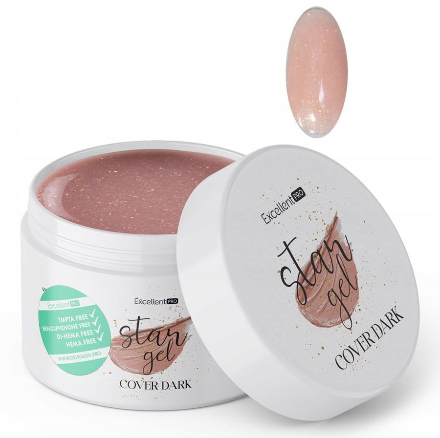 Excellent Pro Star Gel With Gold Particles Cover Dark 50 G Builder Gel 
Excellent Pro Star Gel With Gold Particles Cover Dark 50 G Builder Gel