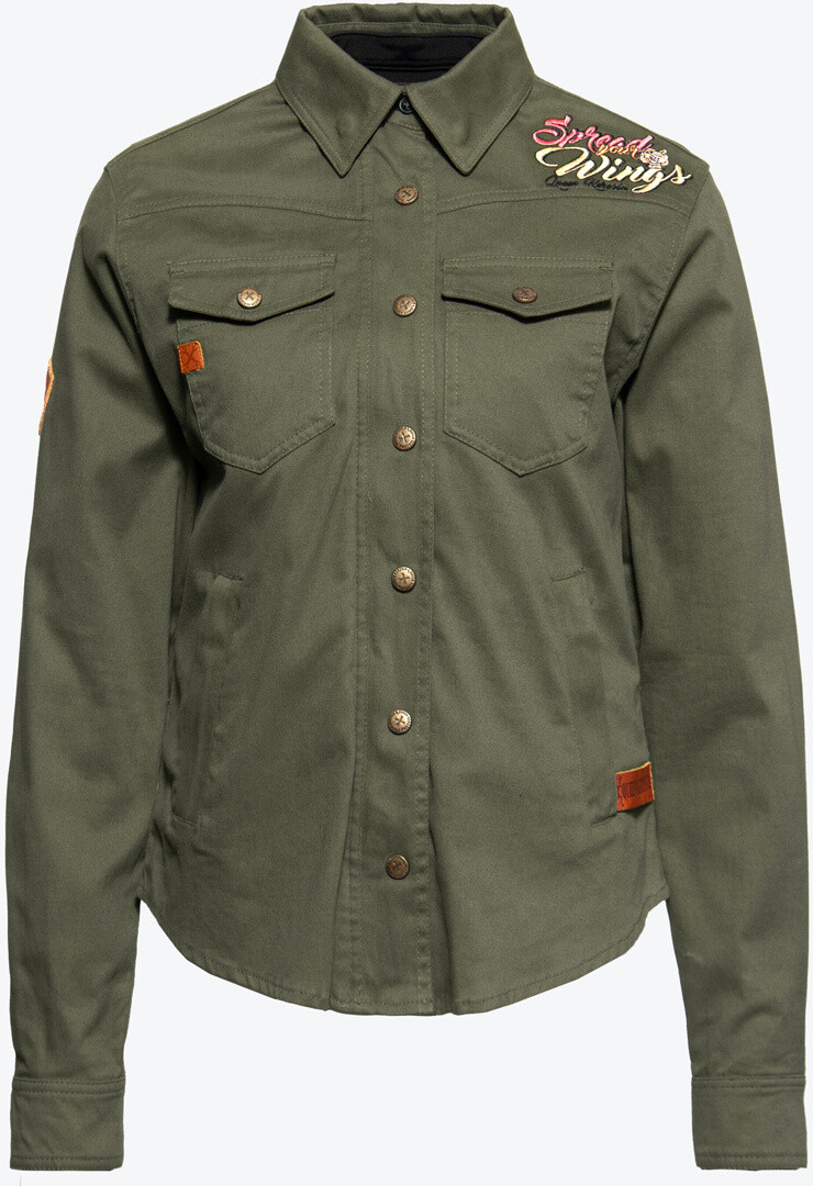 Рубашка мотоциклетная женская Queen Kerosin Spread your Wings, оливковый
Рубашка мотоциклетная женская Queen Kerosin Spread your Wings, оливковый