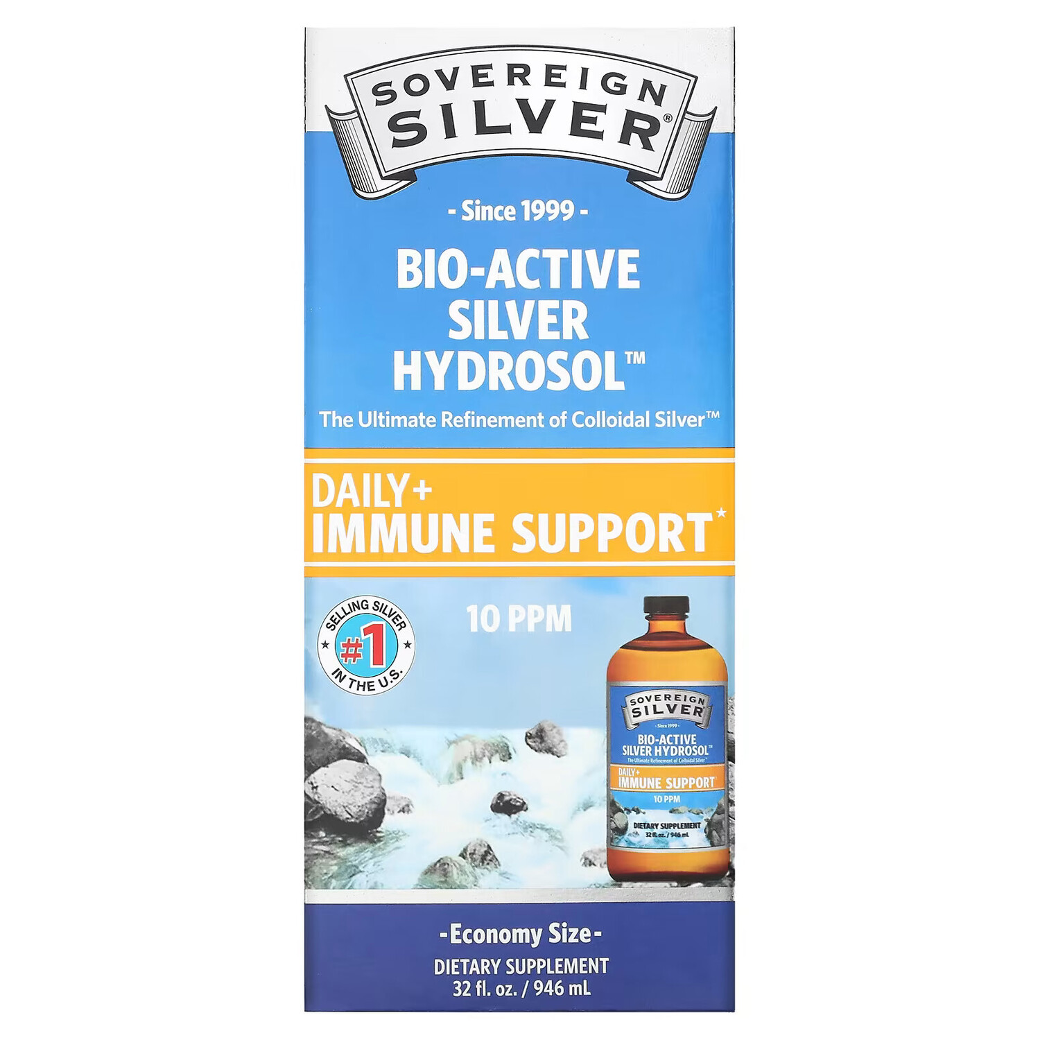 Sovereign Silver, Bio-Active Silver Hydrosol, 10 част./млн, 946 мл (32 жидк. унции)
Sovereign Silver, Bio-Active Silver Hydrosol, 10 част./млн, 946 мл (32 жидк. унции)