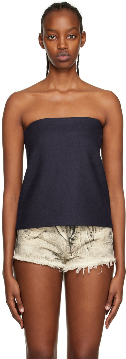 Темно-синий топ без рукавов We11done
Темно-синий топ без рукавов We11done