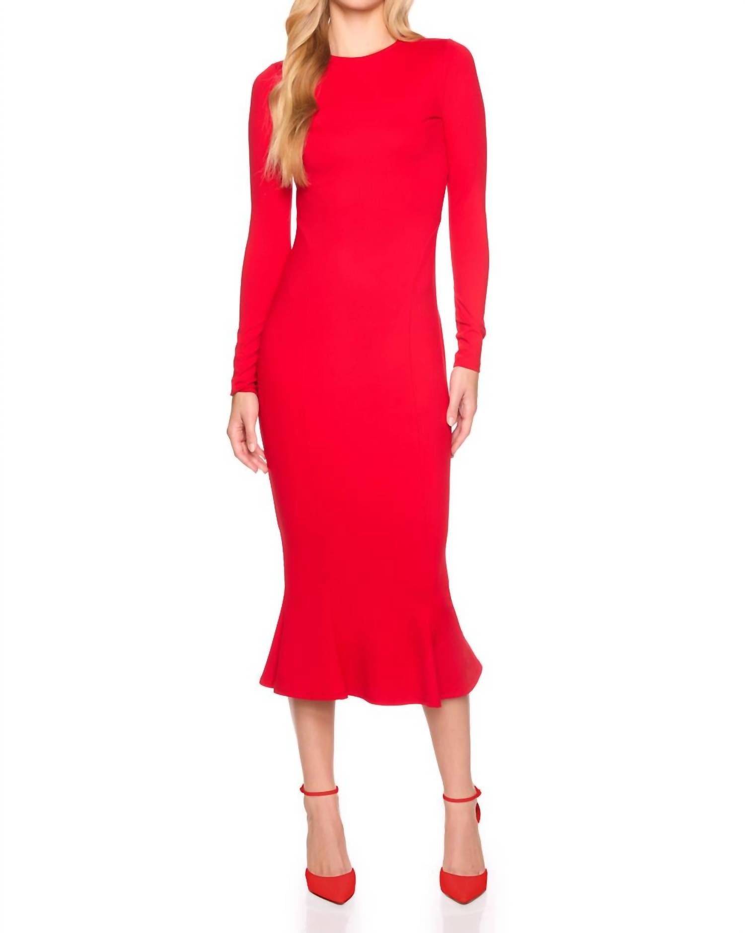 Красное миди-платье с рукавом-трубой Susana Monaco
Красное миди-платье с рукавом-трубой Susana Monaco
