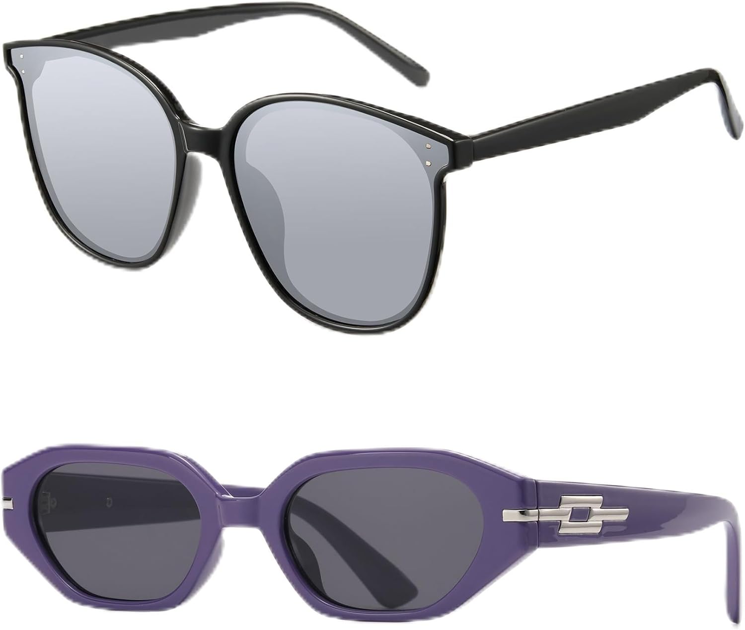 Комплект из двух солнцезащитных очков Cyxus для женщин, модная оправа «кошачий глаз», защита от УФ-излучения, для путешествий на открытом воздухе (серебристый + фиолетовый), Grey
Комплект из двух солнцезащитных очков Cyxus для женщин, модная оправа «кошачий глаз», защита от УФ-излучения, для путешествий на открытом воздухе (серебристый + фиолетовый), Grey
