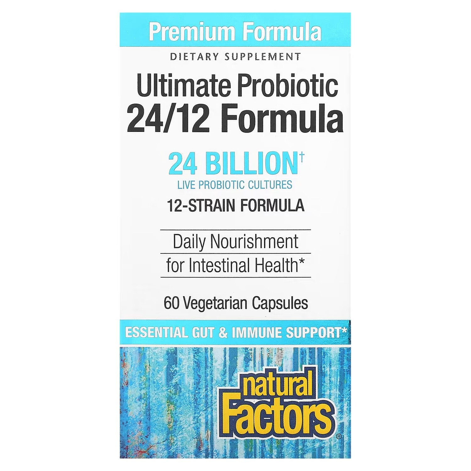 Natural Factors Ultimate Probiotic 24/12 Formula 24 млрд КОЕ 60 вегетарианских капсул
Natural Factors Ultimate Probiotic 24/12 Formula 24 млрд КОЕ 60 вегетарианских капсул