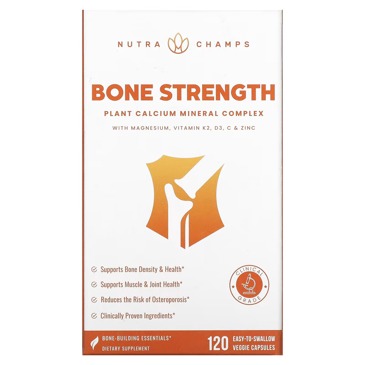 NutraChamps, Bone Strength, 120 растительных капсул, которые легко глотать
NutraChamps, Bone Strength, 120 растительных капсул, которые легко глотать
