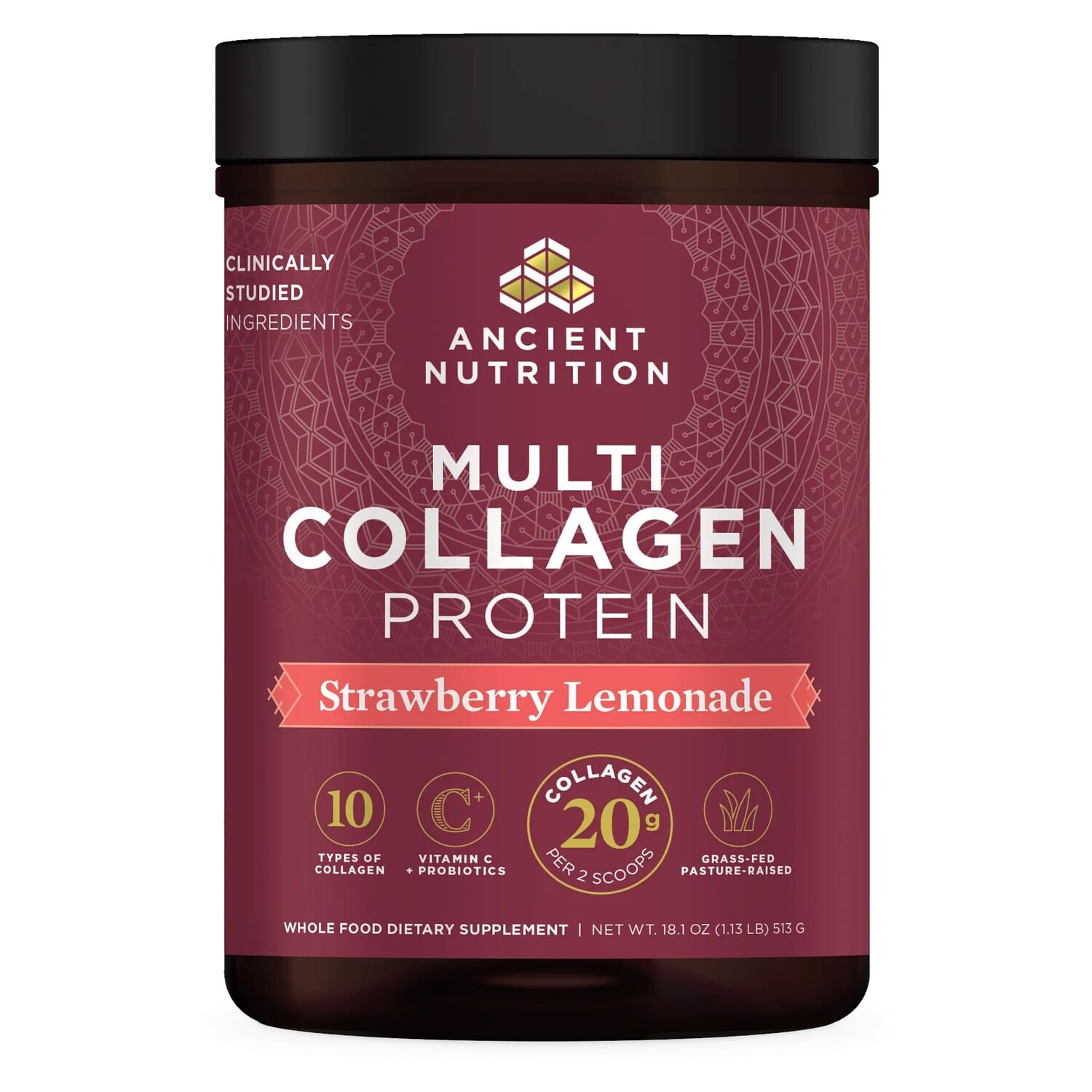 Коллаген Ancient Nutrition Multi Protein 10 Types Vitamin C + Probiotics Strawberry Lemonade, 513 г
Коллаген Ancient Nutrition Multi Protein 10 Types Vitamin C + Probiotics Strawberry Lemonade, 513 г