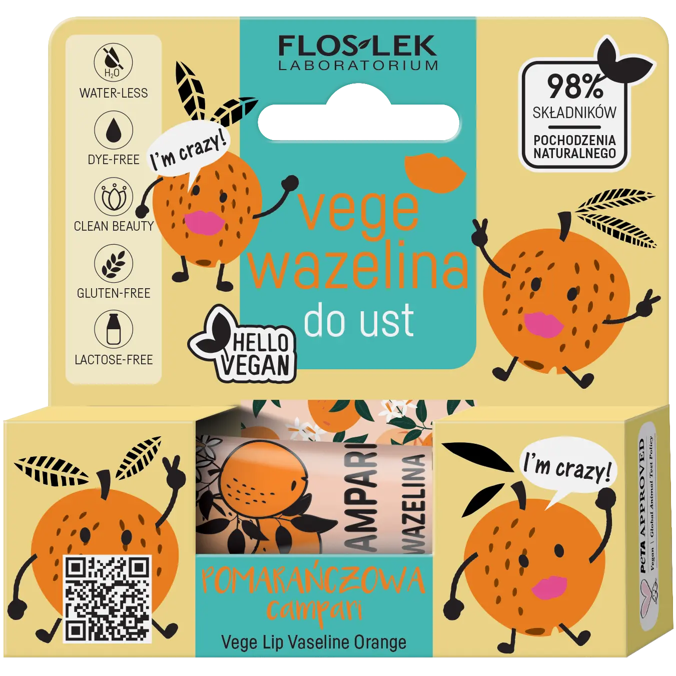 Floslek Vege Кампари вазелин для губ, 10 г
Floslek Vege Кампари вазелин для губ, 10 г