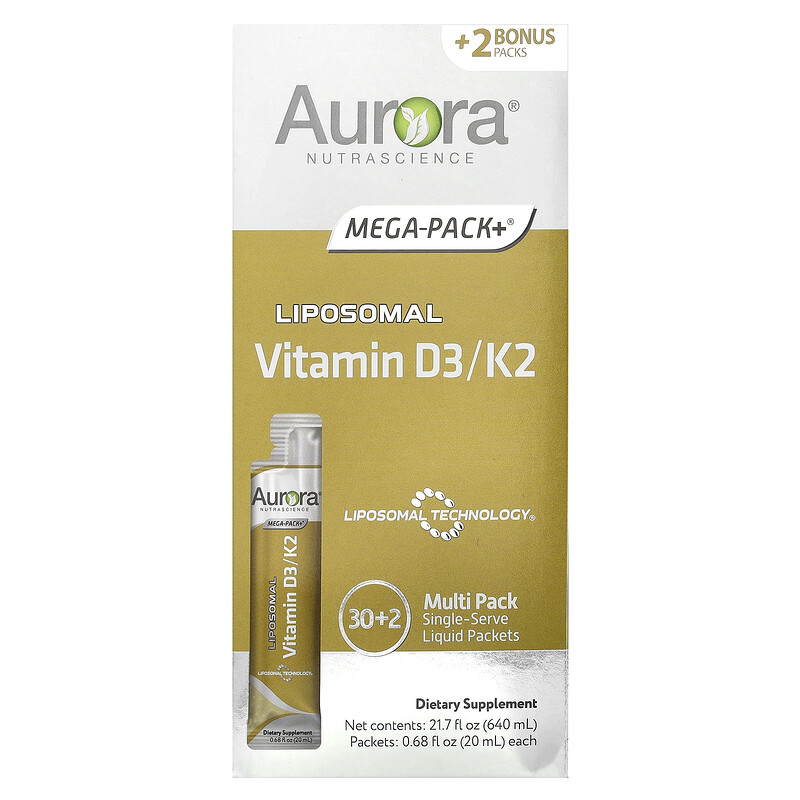 Aurora Nutrascience, Липосомальный витамин D3 / K2, 32 пакетика по 20 мл (0,68 жидк. Унции)
Aurora Nutrascience, Липосомальный витамин D3 / K2, 32 пакетика по 20 мл (0,68 жидк. Унции)