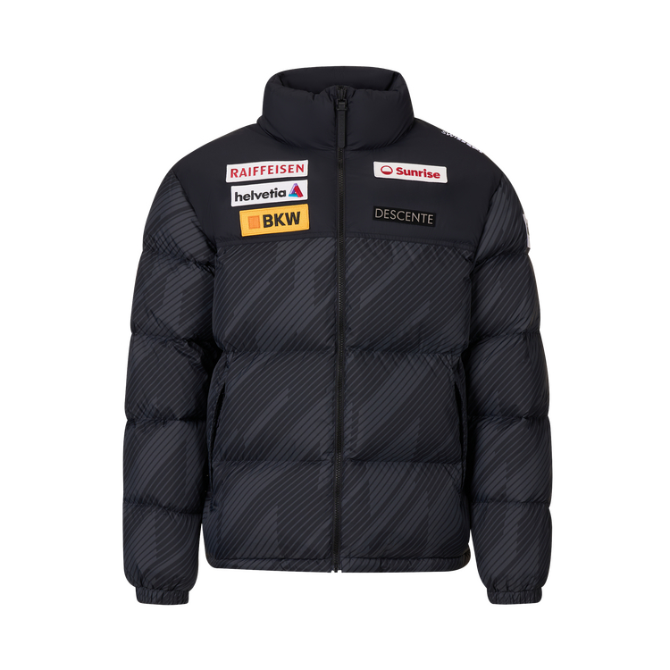 DESCENTE Короткая пуховая куртка CH National Team Collaboration для мужчин и женщин, BW-Tap Shoe (print) 
DESCENTE Короткая пуховая куртка CH National Team Collaboration для мужчин и женщин, BW-Tap Shoe (print)